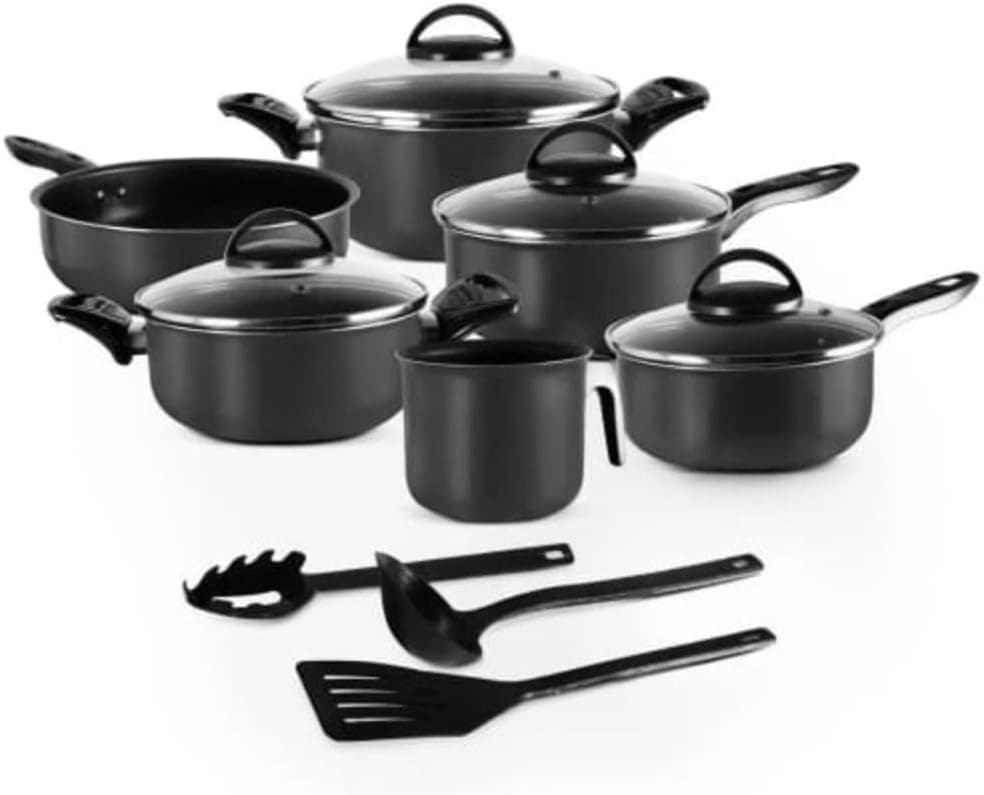 Conjunto de Panelas Antiaderente 9 Peças Preto com Tampa de ...