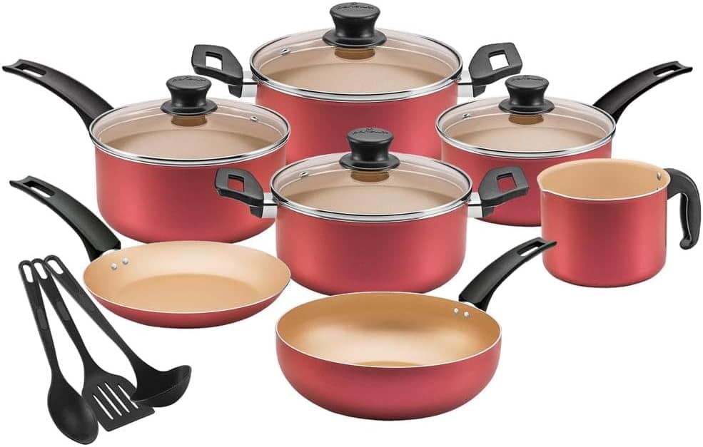 Conjunto de Panelas 10 Peças Antiaderente com Tampa de Vidro...