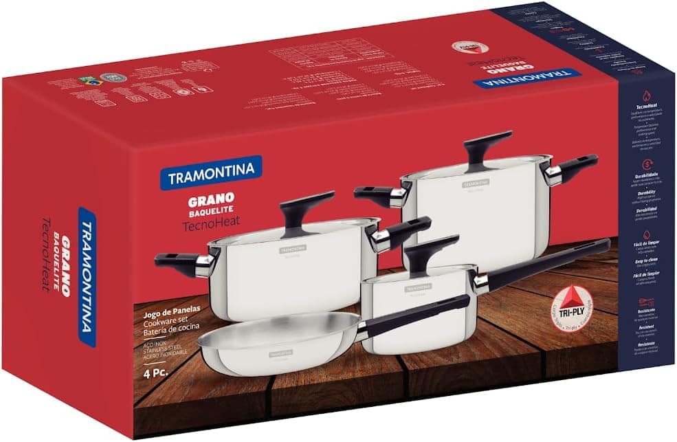 Jogo de Panelas Tramontina Grano Baquelite em Aço Inox com C... - Image 2
