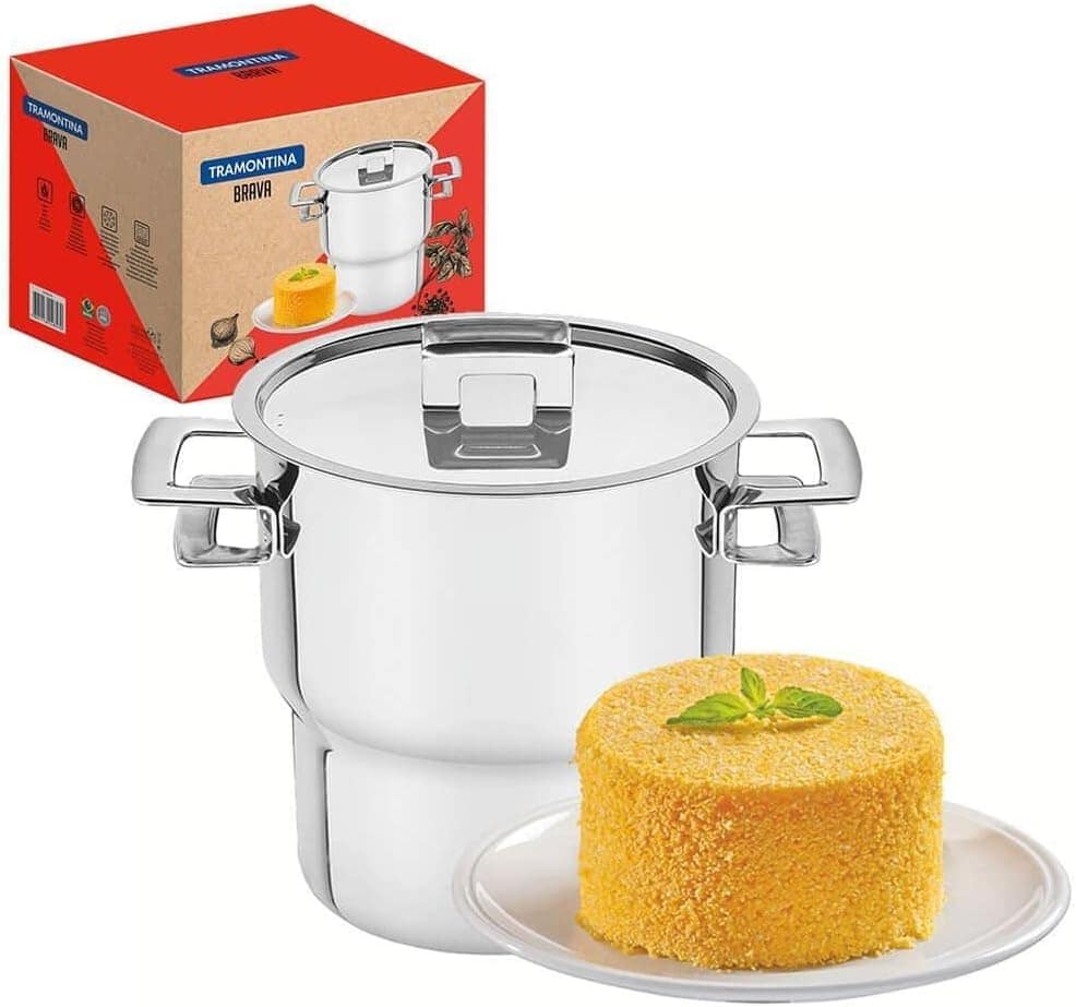 Cuscuzeira Tramontina Brava Em Aço Inox Com Alças E Tampa 14... - Image 9