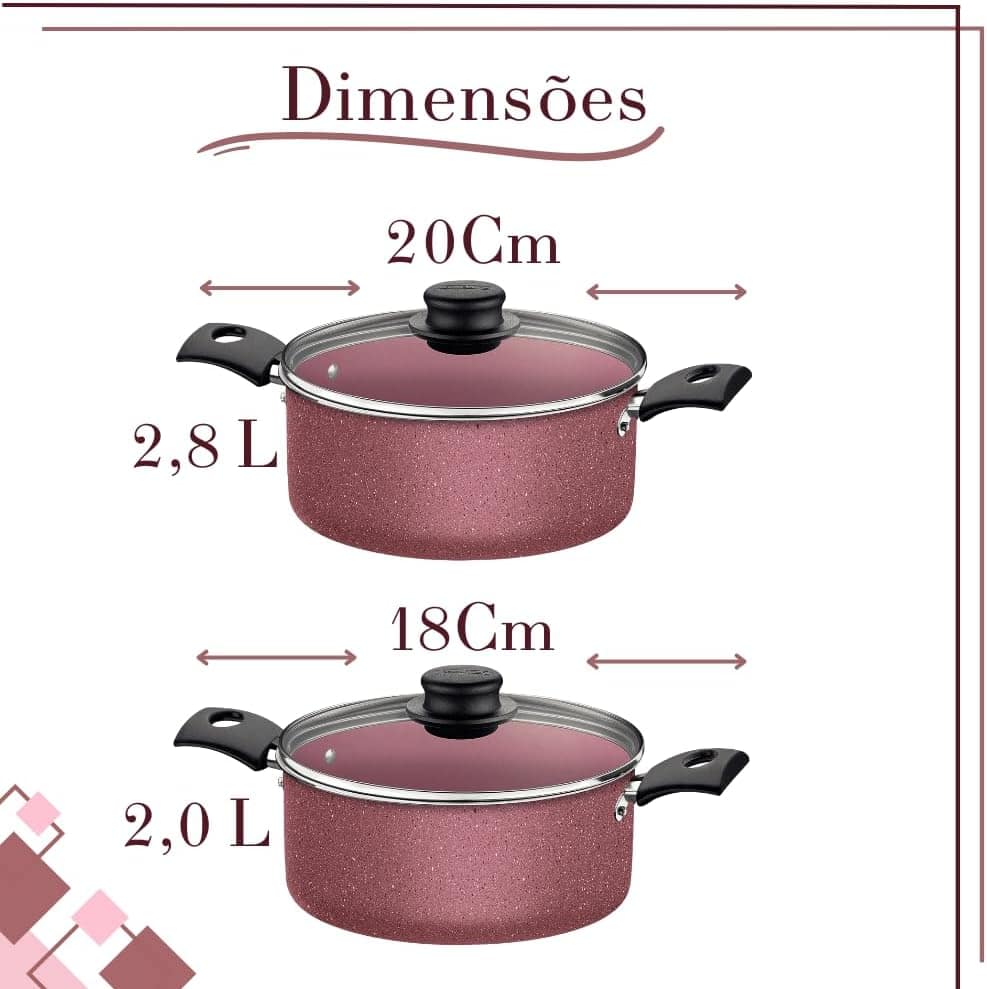 Jogo De Panela Da Tramontina Antiaderente 7 Pçs Alumínio Ros... - Image 4