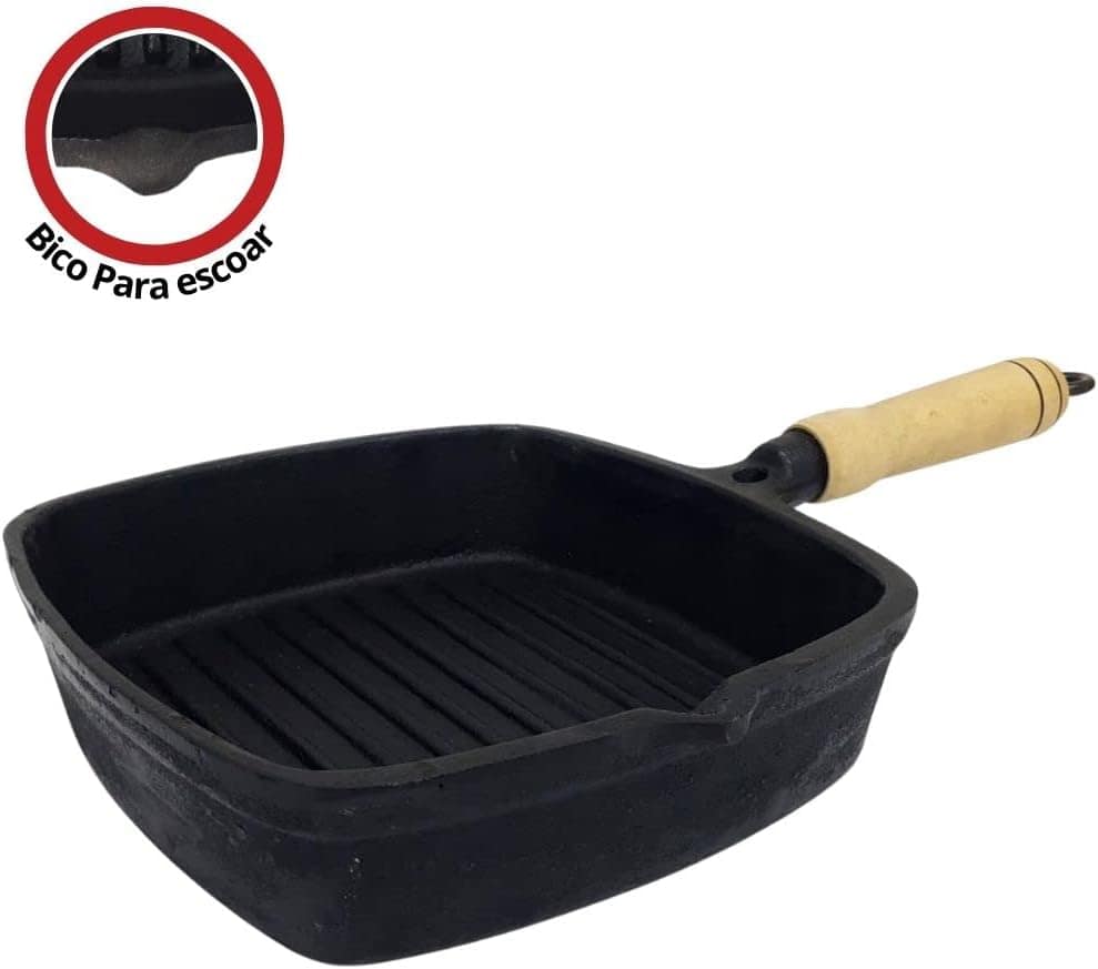Chapa Bifeteira Alta Grelhada Bistequeira De Ferro Fundido - Image 5