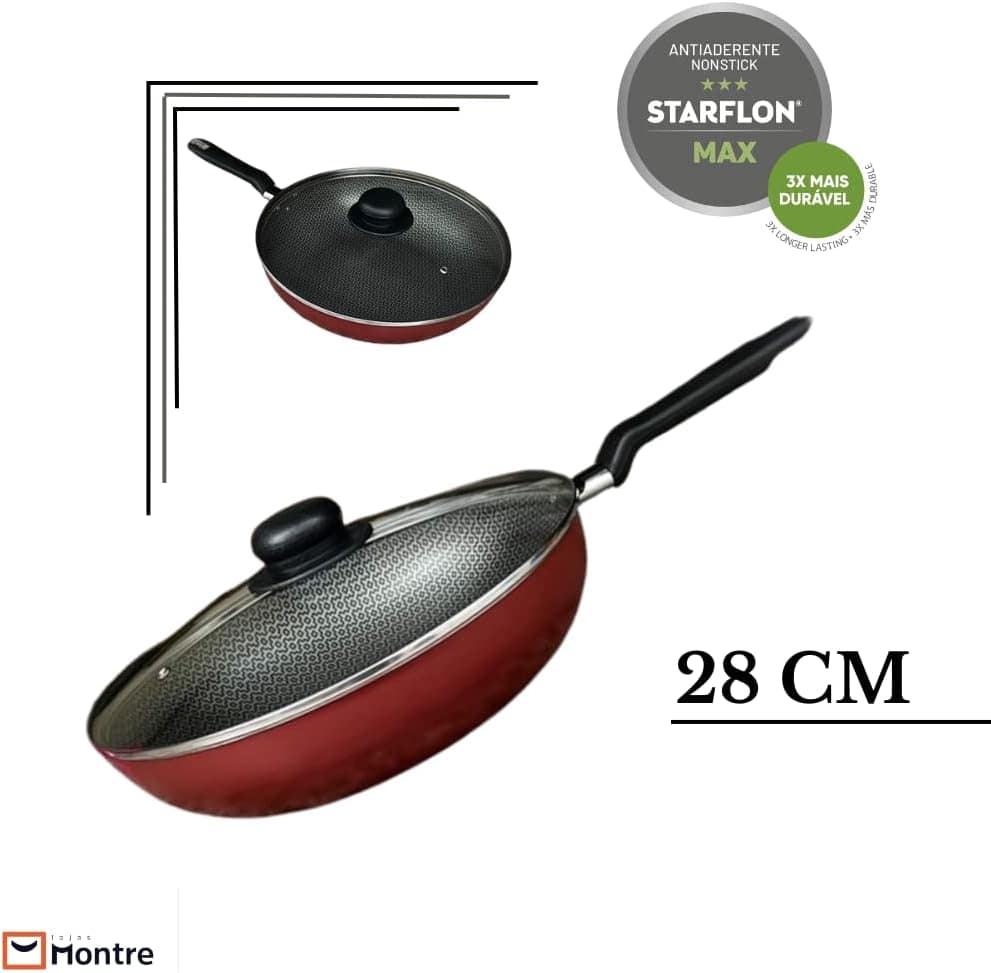 Frigideira Grande Funda Antiaderente 28 Cm Com Tampa - Tramo... - Image 7