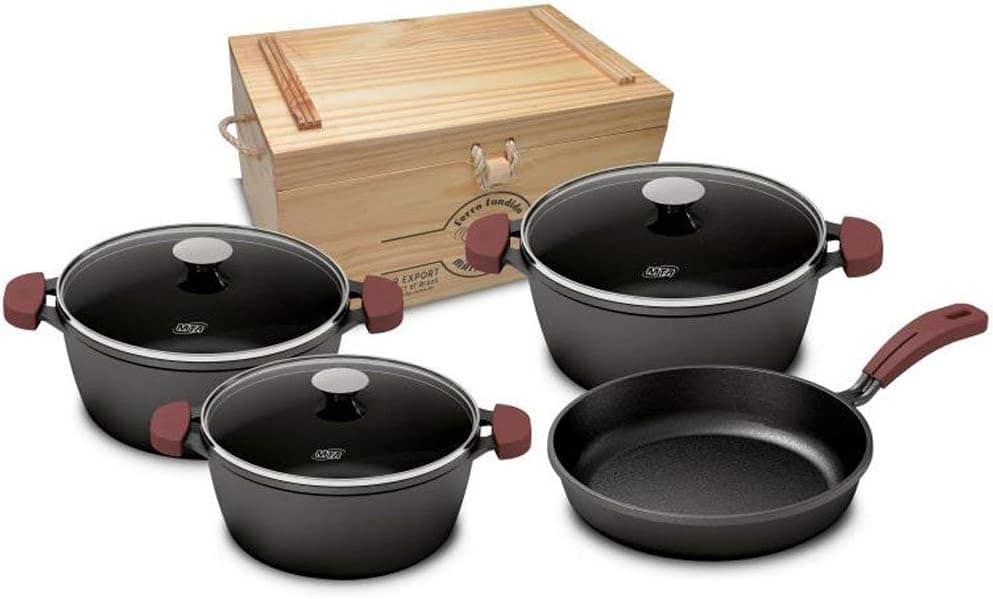 MTA CONJUNTO CACAROLAS COM TAMPA DE VIDRO C FRIG 4 PECAS FER...