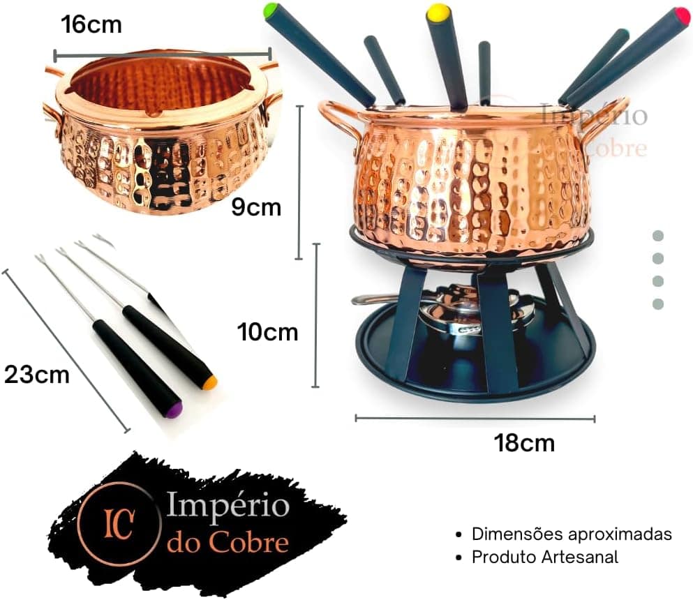 Conjunto Fondue De Cobre Puro 6 Pessoas - Image 4