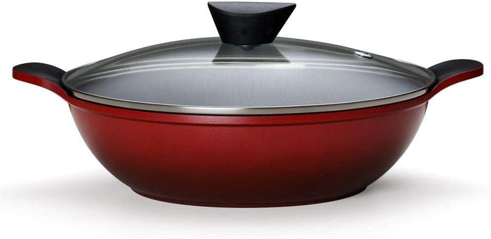 Panela Wok em Alumínio 28cm Neoflam Vermelha