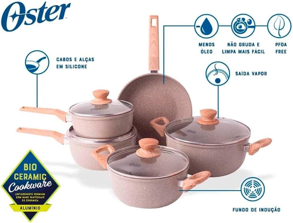 Conjunto de Panelas Oster Marble Eddition - 5 peças Cinza Du... - Image 8