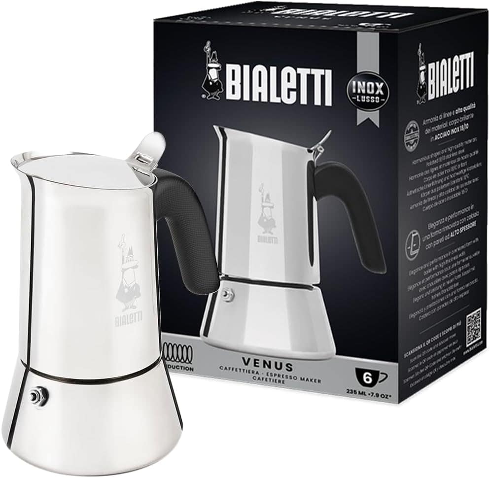 Cafeteira Bialetti Venus, aço inoxidável, 6 xícaras, pratead...