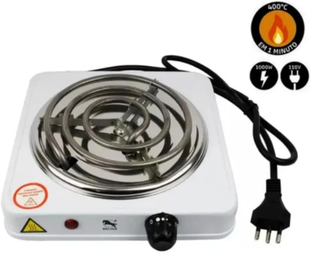 Fogareiro Elétrico Portátil, 1000W, Placa Única, 110V, Branc... - Image 3