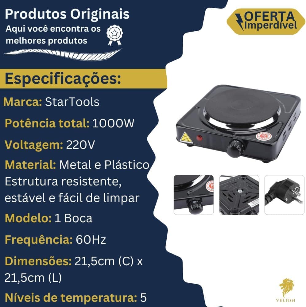 Fogão Cooktop Elétrico Uma Boca Portátil Fogareiro Mesa Camp... - Image 3