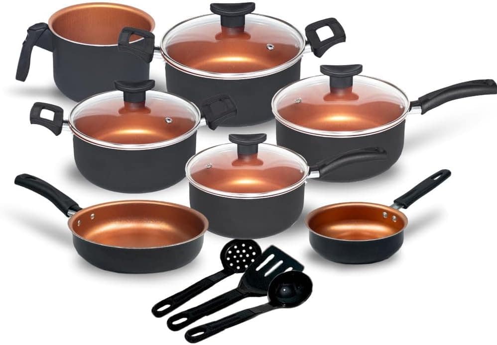 Conjunto de panelas antiaderentes Tampa de vidro com Durável...